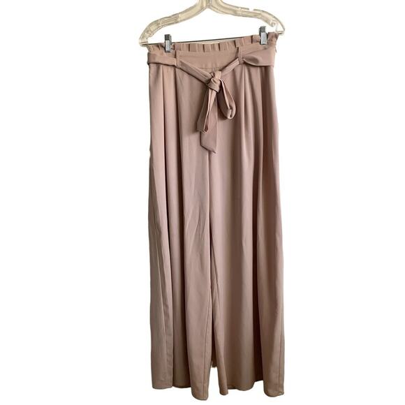 Jealous Tomato High Rise Wide Leg Paperbag Waist Pink Blush Pants Size L - Picture 2 of 12